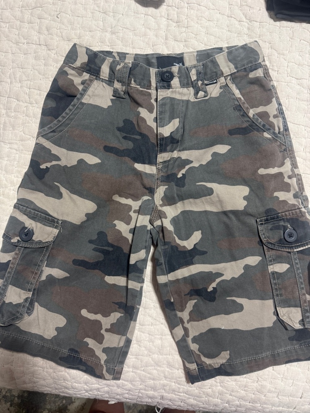 Hurley Boys Camo Cargo Shorts - Green/Gray